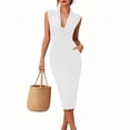 thumbnail image 4 of QUNYINEY White Women Wedding Guest Dress Party Elegant Midi Sleeveless Dresses Bodycon Formal Slim Fit Dresses, 4 of 5