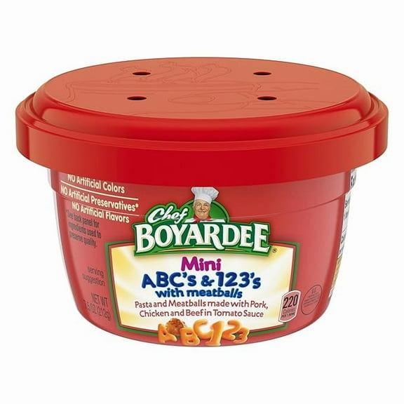 Pack of 2 Chef Boyardee Mini-Bites ABC's & 123's Pasta with Meatballs, 7.5 oz