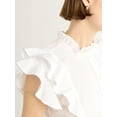 thumbnail image 4 of Free Assembly Women's and Women's Plus Size Button Front Ruffle Shirt, Sizes XS-4X, 4 of 4