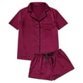 thumbnail image 1 of B91xZ Ensemble de Pyjama en Satin pour Femmes, Pyjama à Manches Courtes, Ensemble de Shorts Doux Deux Pièces, Rouge Melon D\'eau L, 1 of 3