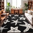 thumbnail image 2 of Rectangle Area Rugs 6 x 9 Ft, Black Starfish Coastal Non-Slip Residential Carpet, Nautical Summer Ocean Abstract Art Indoor Crawling Mats Runner Rugs for Living Room/Dining Room/Bedroom, 2 of 9