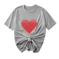 thumbnail image 4 of Neewe Women Cute Heart Graphic Crewneck Short Sleeve Regular Fit Casual Tee T-Shirts Tshirt Tops, 4 of 5
