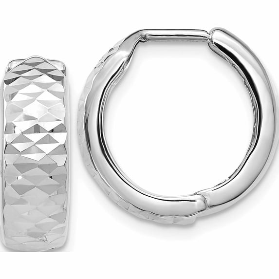 10K White Gold Jbsp's Polished And D/C Hoop Earrings (14 X 16.75) Made In Turkey 10le240