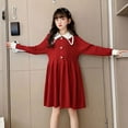 thumbnail image 5 of Wavsuf Children Girls Casual Dresses Knitted Wine Children's Clothing Size 120, 5 of 9