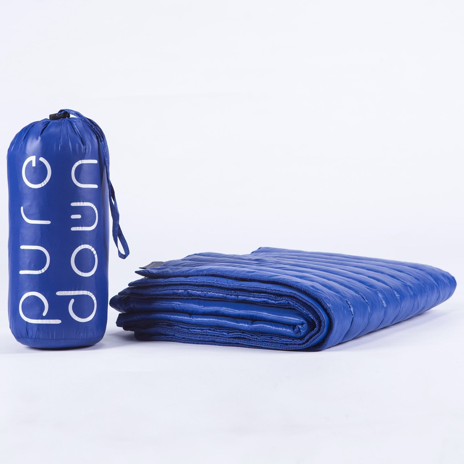 Puredown Nylon Waterproof White Goose Down, Indoor/Outdoor Camping Blanket, Blue