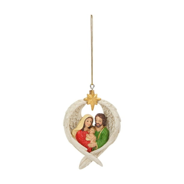 Decoración colgante navideña Sagrada Familia con figura de alas de ángel multifuncional para Blanco