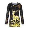 thumbnail image 4 of IROINID Chemises de Noël en Solde pour Femmes Blouse à Manches Longues Col Rond Imprimé, Jaune, 4 of 6