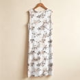 thumbnail image 5 of VBVC Women's Sleeveless Floral Print Midi Dress , Ladies' Crew Neck Casual Summer Tank Dress , Stretchy Daily Wear Dresses For Women,White,S-5XL, 5 of 6