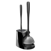 2-In-1 Toilet Plunger And Brush Combo, Silicone Suction Cup with Stand, Heavy Duty Clog Remover for Bathroom, Black Black Tanuke
