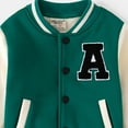 thumbnail image 5 of CAICJ98 Kids Boys Baseball Jacket Toddler Varsity Fleece Letterman Coat Vintage Bomber Casual Button Outerwear with Pockets Kids Varsity Jackets Boys (Green,18-24 Months), 5 of 5