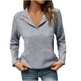thumbnail image 1 of aidice Womens Sweatshirts Lapel Neck Button Long Sleeve Texture Fall Pullover Tops with Kangaroo Pockets, 1 of 9