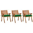 thumbnail image 1 of vidaXL Garden Dining Chairs with Cushions 3 pcs Solid Acacia Wood, 1 of 7
