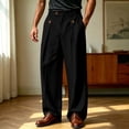 thumbnail image 5 of QIYAGBSA Trousers for Men High Waisted Straight Leg Dress Pants Pleated Front with Button Detail Belt Loops Business Casual Office Work Slacks, 5 of 5