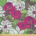 thumbnail image 2 of Ambesonne Floral Fabric by the Yard Microfiber, Bold Roses Lilies Chamomiles, 1 Yard, Magenta Purple, 2 of 2