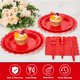 thumbnail image 2 of 168 piezas de platos y servilletas de papel rojo, suministros de fiesta rojos incluyen platos con volados, servilletas, vasos, tenedores, cuchillos, cubiertos desechables de plástico para boda, 2 of 4