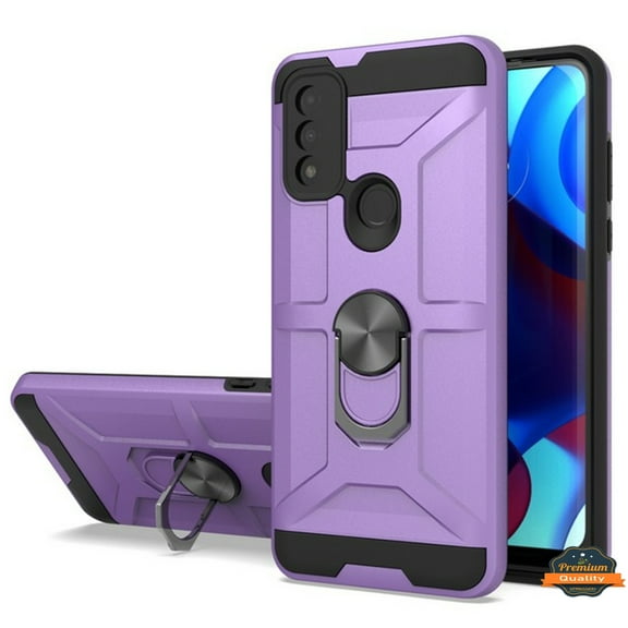 For Motorola Moto G Pure Hybrid Ring Stand [360° Rotatable Ring Holder Magnetic Kickstand] Shockproof Matte Rubber TPU Phone Case Cover by Xpression [Purple]