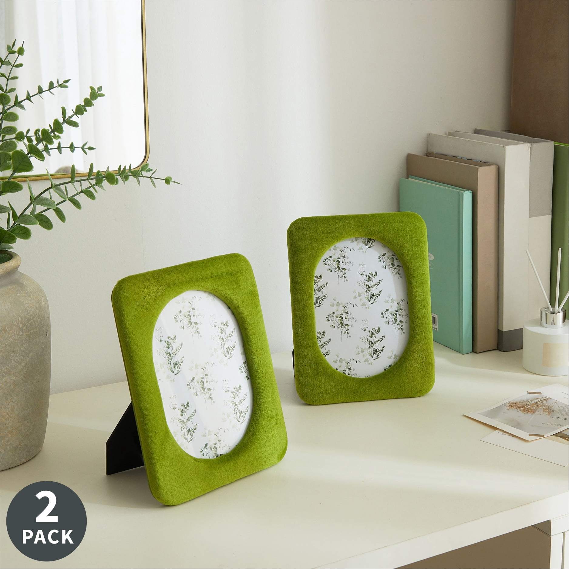 StyleHouse Velvet Picture Frame 2-Pack, Avacado, 5" x 7"