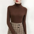 thumbnail image 6 of Knitted Slim Basic Tops Jumper Women Sweaters Pullover Turtleneck PURPLE, 6 of 8