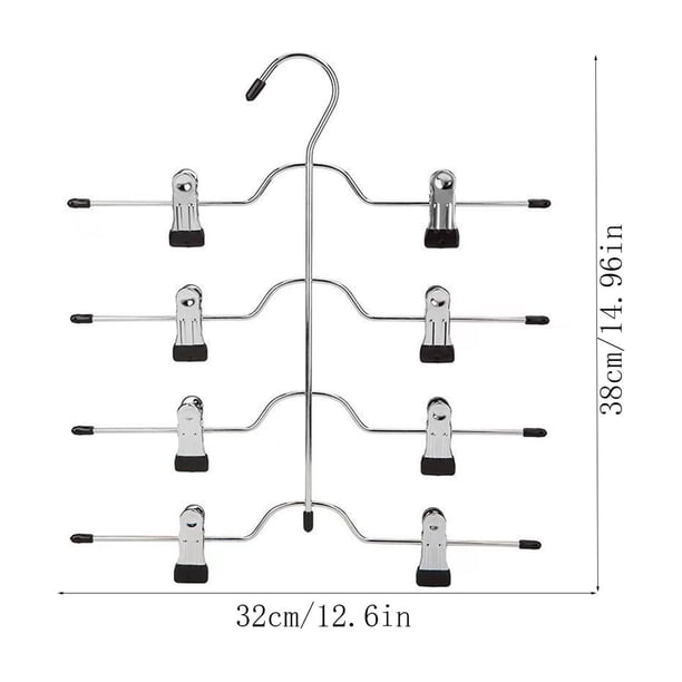 Organizador de armario con múltiples perchas para faldas, pantalones y vaqueros. Percha plegable de varios niveles con clips ajustables. Almacenamiento que ahorra espacio para pantalones y shorts.