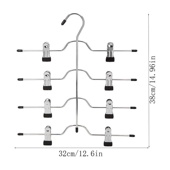 Organizador de armario con múltiples perchas para faldas, pantalones y vaqueros. Percha plegable de varios niveles con clips ajustables. Almacenamiento que ahorra espacio para pantalones y shorts.