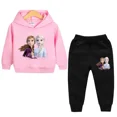 thumbnail image 3 of Ropa de primavera para niños, suéter de manga larga con capucha y pantalón de Frozen Elsa para niñas, conjuntos de 2 piezas, ropa para niñas pequeñas, 3 of 5