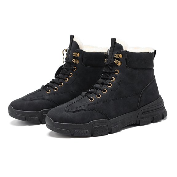 Winter Men Plush Soft Snow Boots Plus Velvet Warm Outdoor Waterproof Cold Boots Men Fashion Non-slip Casual Shoes Sneaker (black,42)