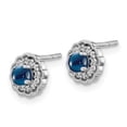 thumbnail image 6 of Auriga 14k White Gold Diamond Cabochon Sapphire Stud Earrings for Women (L- 0.28 inch, W- 0.28 inch), 6 of 6