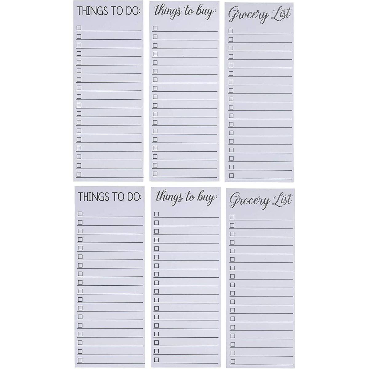 6Pack ToDo List Notepads, Note Pads, Grocery & Shopping List