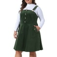 thumbnail image 2 of DARING DIVA Plus Size Corduroy Pinafore Overall Dress 1X Army Green, 2 of 6