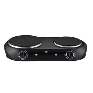 Mainstays Double Burner, 1800 W, Black Electric Cooktop, 1 Each, Assembled Product