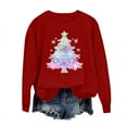 thumbnail image 6 of Womens Merry Christmas Print O Neck Sweatshirt Round Neck Fit Pullover Tops Casual Long Sleeve Workout Shirts Wine S, 6 of 6