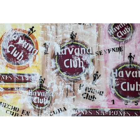 Cuba, Trinidad, Havana Club Painted on Wall of Bar in Historical Center Print Wall Art By Jane