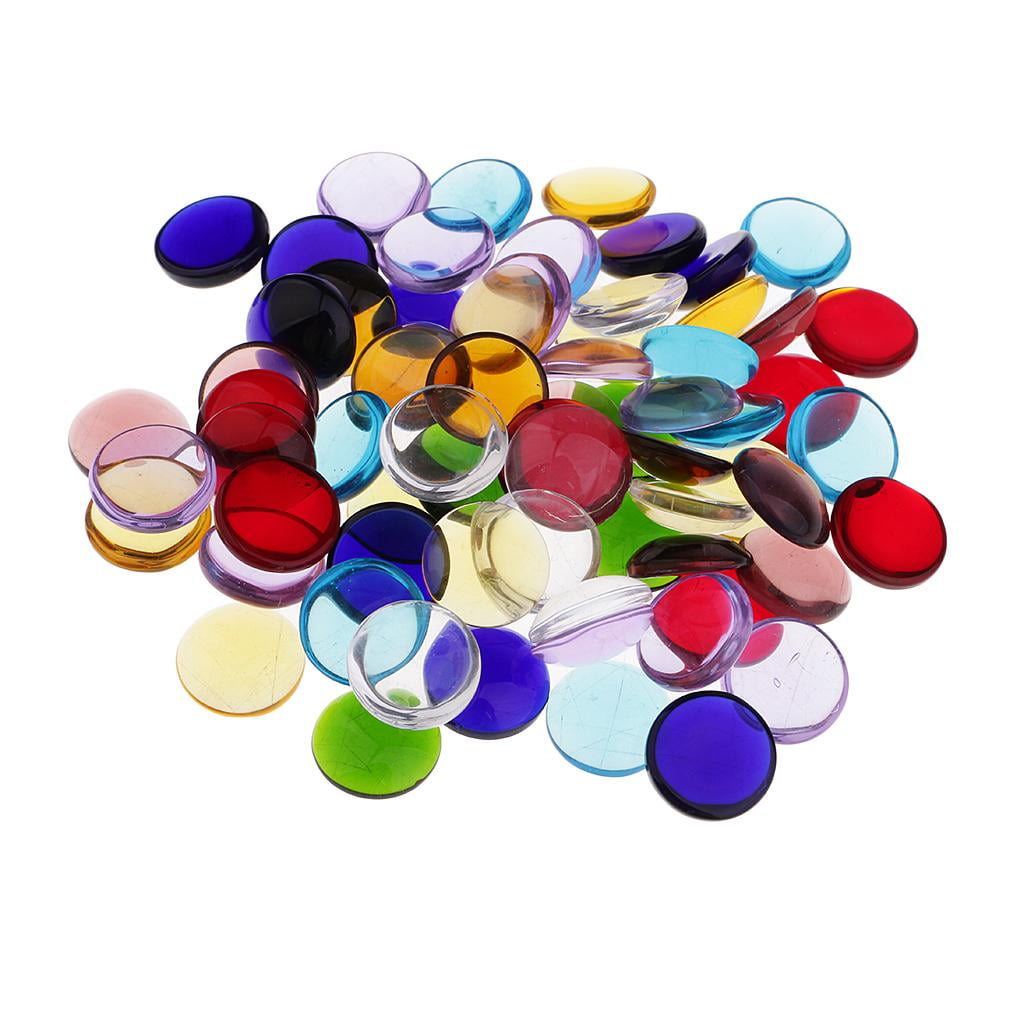 HILABEE 260g Round Rhombus Shape Clear Glass Mosaic Tiles Material For Mosaic Making Kids Crafts Making