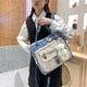 thumbnail image 3 of gran capacidad bolsa de lona mujer mensajero harajuku escolar mujer solo hombro doble mochila, 3 of 4