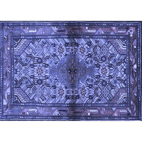 Ahgly Company Machine Washable Indoor Rectangle Persian Blue Traditional Area Rugs, 2' x 5'