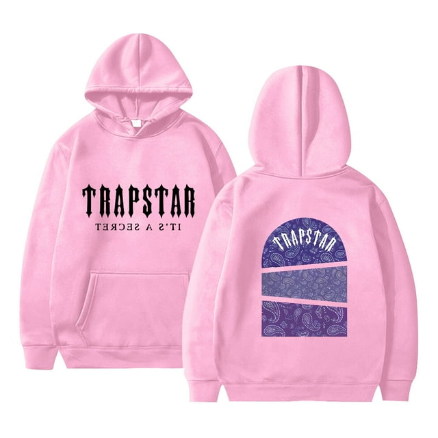Hauts pour Femmes Trapstar Chandails à Capuchon pour Femmes Chandails Graphiques à Manches Longues Amples Trapstar Chandails à Enfiler Style Rue Hip-hop Chandails pour Femmes Chemises (Rose, G)