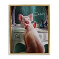 thumbnail image 5 of Stupell Industries I'm Beautiful Painted Pig in Mirror Illustration Metallic Gold Framed Floating Canvas Wall Art, 16x20, by Lucia Heffernan, 5 of 5