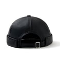 thumbnail image 4 of Hsqqdc Men PU Leather Brimless Hat Retro Rolled Cuff Docker Cap Worker Sailor Adjustable, 4 of 7