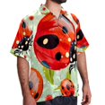 thumbnail image 2 of Seven Starred Ladybird Men's Short Sleeve Hawaiian Shirt, Poplin Casual Printed Button Down, Summer Beach Unisex Shirts, 2 of 6
