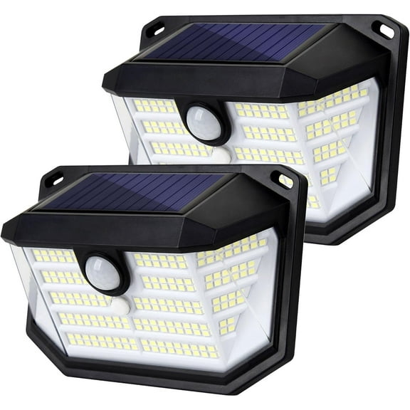 2 Pack Solar Security Lights - 230 LED Motion Sensor, 270° Wide Angle, 3 Modes IP65 Waterproof for Garage & Deck