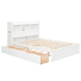 thumbnail image 4 of Bellemave Full Bed with Trundle and Storage Drawers, Wood Full Size Platform Beds with Charging Station, Space-Saving Full Bed with Bookcase Headboard for Teens and Adults(White), 4 of 9