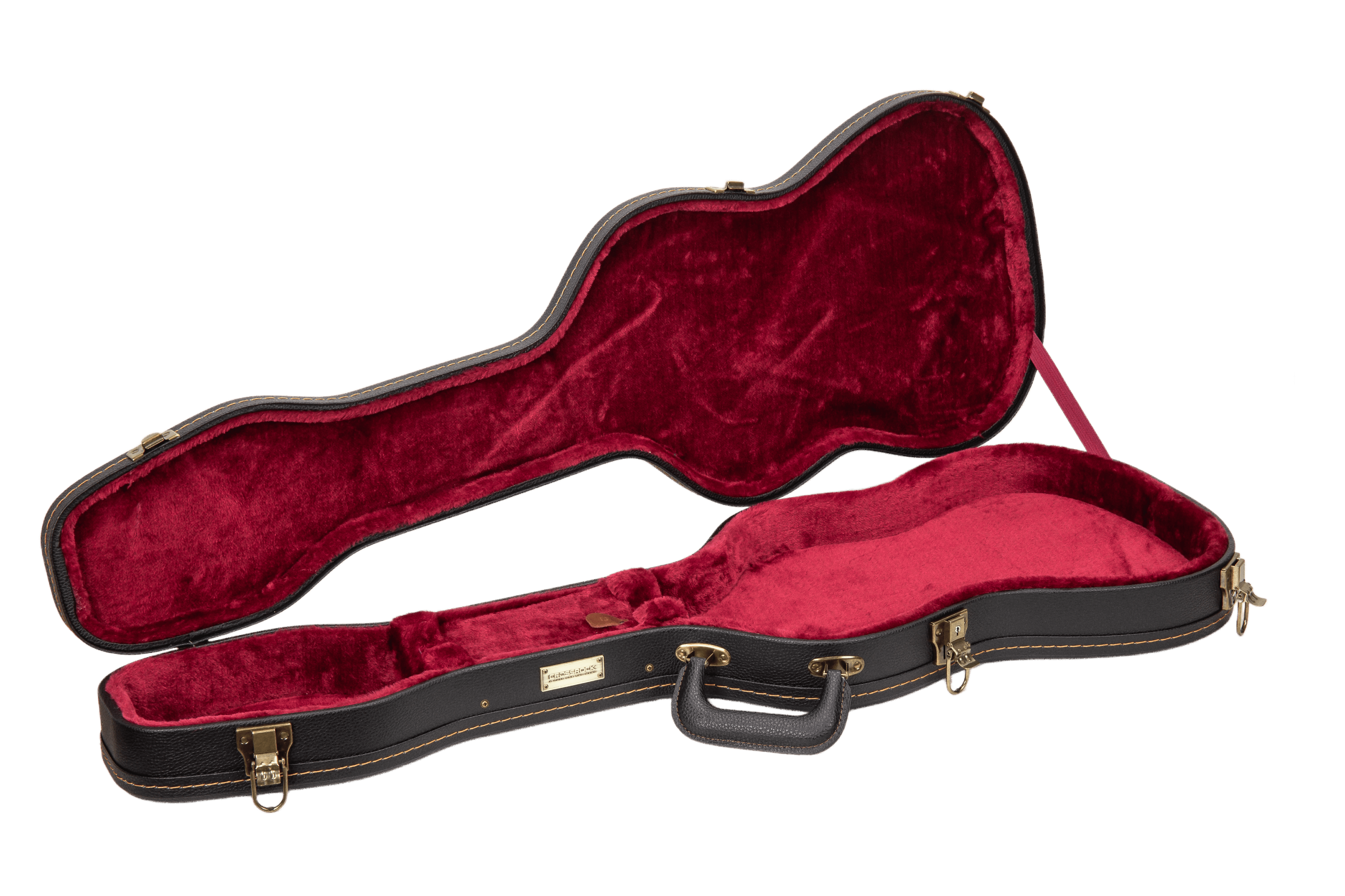 Crossrock Wooden Guitar Case -Fits Telecaster and Stratocaster Styles of Guitars -Vintage Hardware, Sponge Lining, Metal Feet, Storage Space-Black