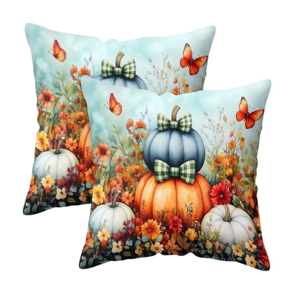 Seasonal Accent Pillows Set of 2 Pillow Covers Fall Pumpkin Decorative Throw Pillows Rustic Farmhouse Decor for Couch Living Room