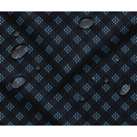 Soimoi Printed Waterproof Taffeta Fabric - Blue Geometric Theme | 56" Wide | For Outdoor Cushions, Awnings, Table Covers & Upholstery Projects, By The Yard