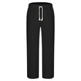 thumbnail image 5 of Men's Linen 2 Piece Outfits Button up Long Sleeve Shirt and Wide Leg Pant Set Casual Beach Travel Clothes (L, Black), 5 of 8