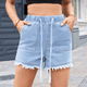 thumbnail image 5 of Shorts Vaqueros de Mezclilla con Cintura Elástica y Cordón Ajustable para Mujer Azul L, 5 of 9