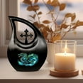 thumbnail image 3 of MUKTIVE Green Dragon Funeral Urns for Human Ashes Adult Man - Large Black Cremation Urns for Adult Ashes Women - Cross Drop Memorial Urn for Brother & Sister - Decorative Burial Urn - 10 Inch, 3 of 7