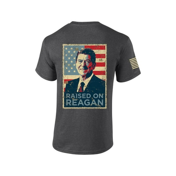 Reagan Bush Presidency Raised On Reagan Political Mens Short Sleeve T-shirt-Heather Grey-xxxl