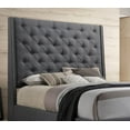 thumbnail image 2 of 1Pc Grey Color Elegant Contemporary Upholstered King Bed Button Tufted Headboard Demi-Wings Bedroom Furniture, 2 of 3