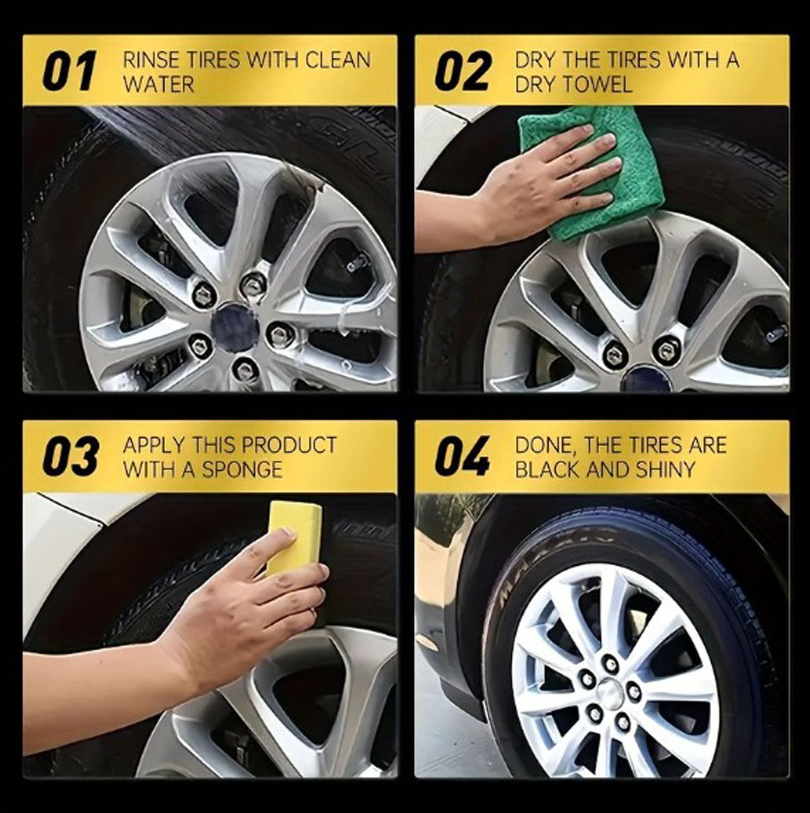 cpengpj CAR GUYS Tire Shine Spray, High Gloss and Satin Finish, Non-Greasy, UV Protection, Long-Lasting, Quick Drying Dressing for Plastic Tires, Wheels, Rubber